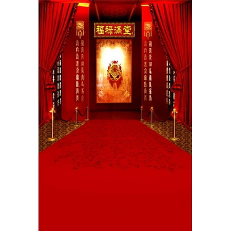 ABPHOTO Polyester Chinese Traditional Red Room Best Wishes Photography Backdrops Photo Props Studio Background