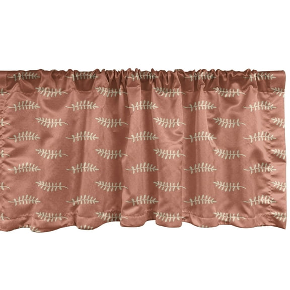Ambesonne Botanical Window Valance, Pastel Leafy Branch, 54" X 12", Pale Rust Grey Yellow