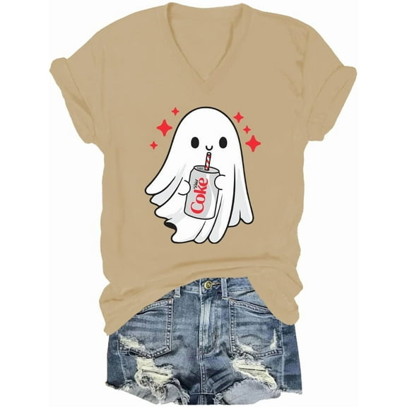 Halloween Diet Coke Ghost V Neck Shirt, Coke Ghost T-Shirt Funny Skeleton Tshirt Coke Tee