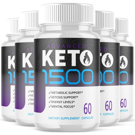 (5 Pack) Keto 1500 - Pills for Weight Loss - Energy Boosting Supplements for Weight Management - Advanced Ketogenic Ketones - 300 Capsules