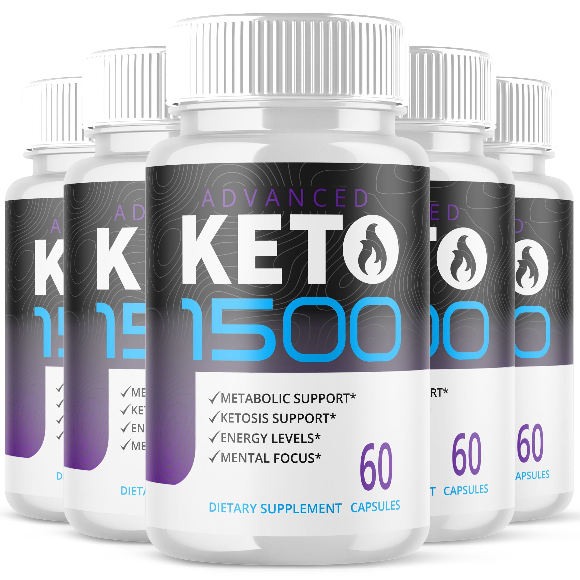(5 Pack) Keto 1500 - Pills for Weight Loss - Energy Boosting Supplements for Weight Management - Advanced Ketogenic Ketones - 300 Capsules