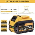 thumbnail image 4 of 1/2/4PACK 12.0Ah Batteries For DEWALT FLEXVOLT 20V 60V MAX Lithium Ion Battery DCB609 DCB606 DCB612 Fit Compatible With Dewalt, 4 of 9