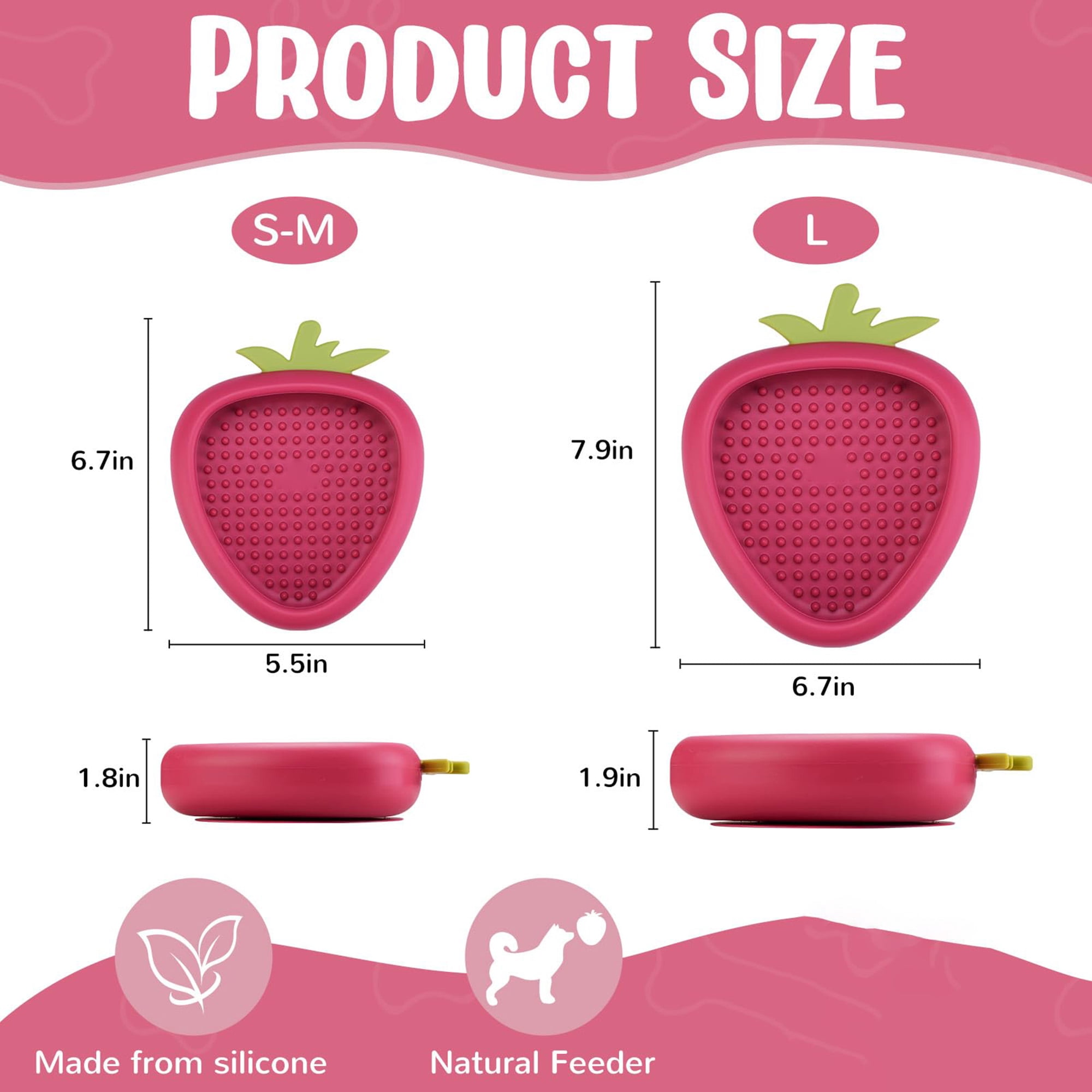 Silicone Slow Feeder Lick Mat for Dogs, Non Slip Dog Enrichment Bowl for Anxiety Relief, Boredom, and Mental Stimulation, Freezeable for Extended Play, Dishwasher Safe, Pink
