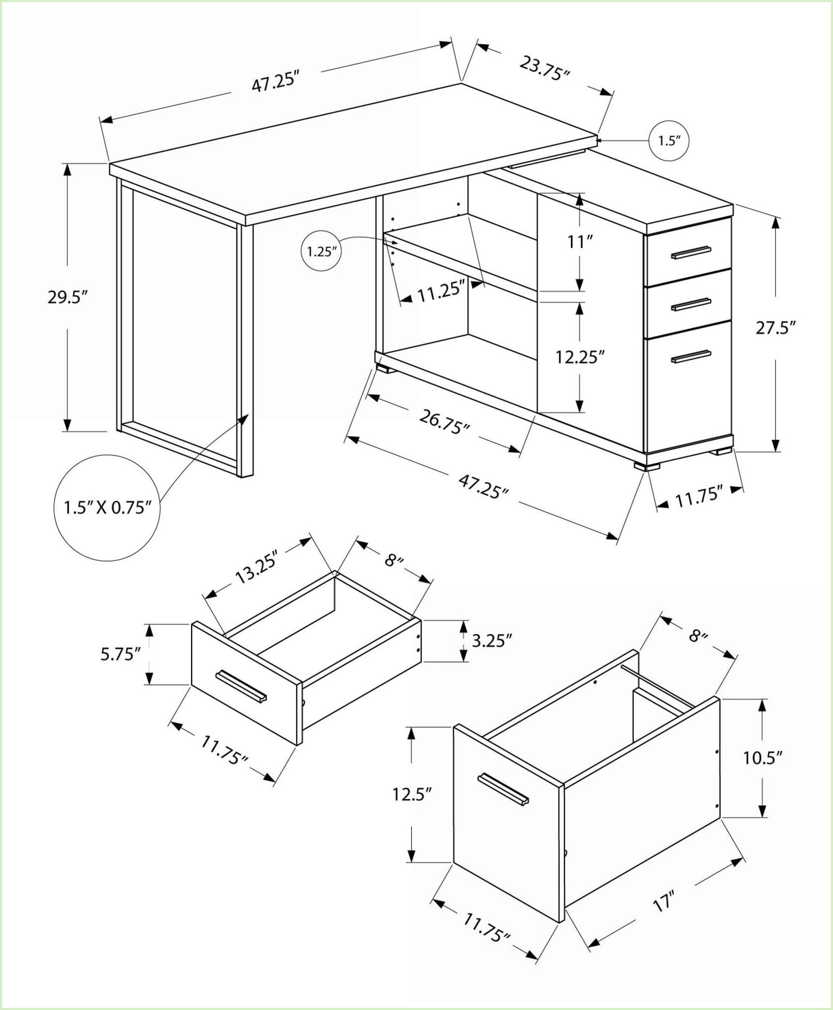 Desks, L-Shape Home Office Computer Desk with Left/Right Setup, Storage Drawers, Grey Laminate Metal, Modern | Grey | Particle Board