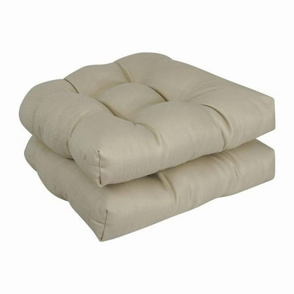 Blazing Needles 93184-2CH-PO-014 19 in. U-Shaped Premium Outdoor Tufted Dining Chair Cushions, Newfound Ecru - Set of 2