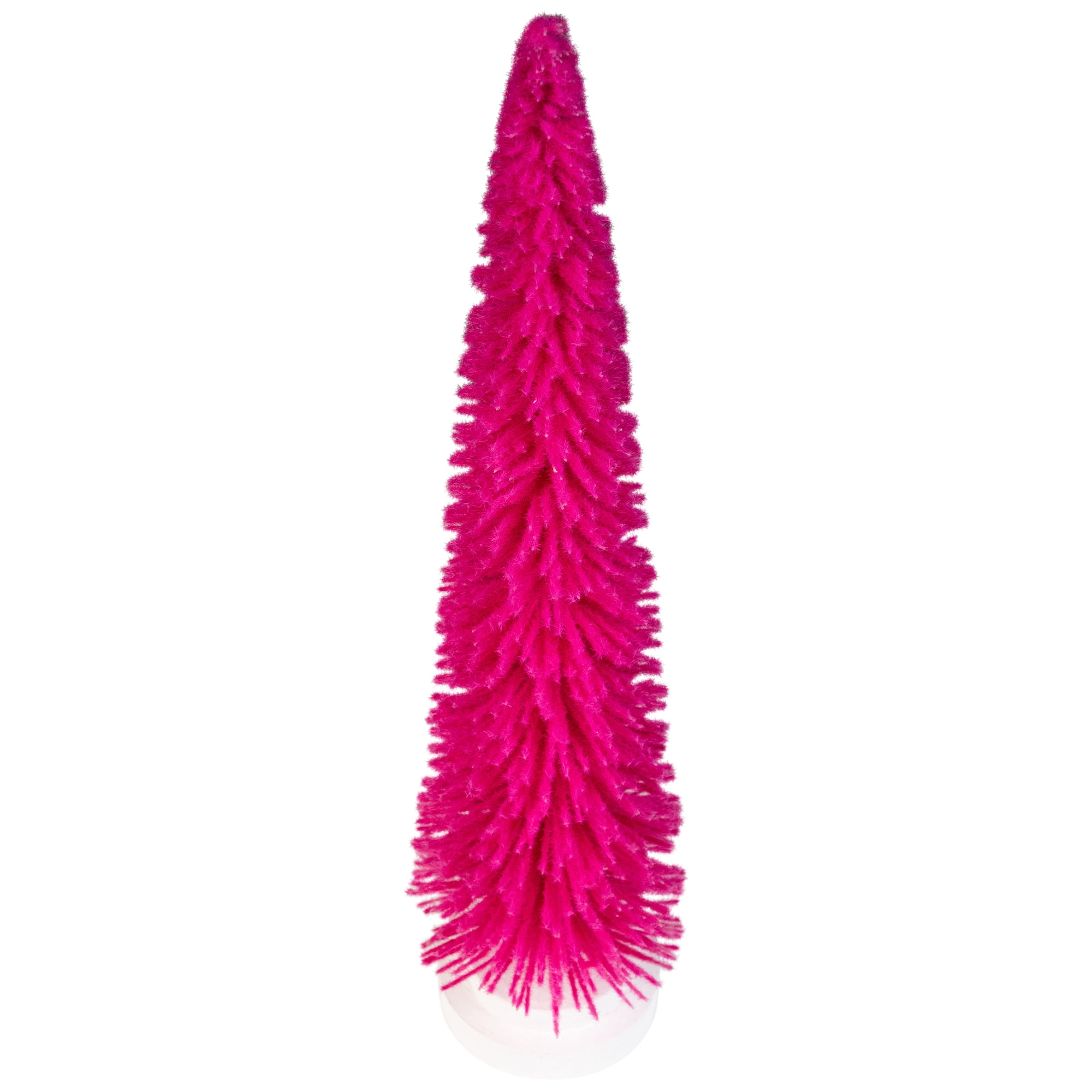 Bottle Brush Artificial Mini Christmas Tree with Wood Base - 16" - Pink