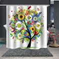 thumbnail image 1 of 100% Polyester Fabric Shower Curtain Waterproof Mildew Proof Bathroom Curtain with 12 Hook Rings Multicolor Flower Tree Pattern 180x200cm, 1 of 5