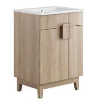 Sink Vanity Cabinet, White Oak, Melamine Wood , Hotel Bedroom Bathroom, Modern Contemporary HB36108