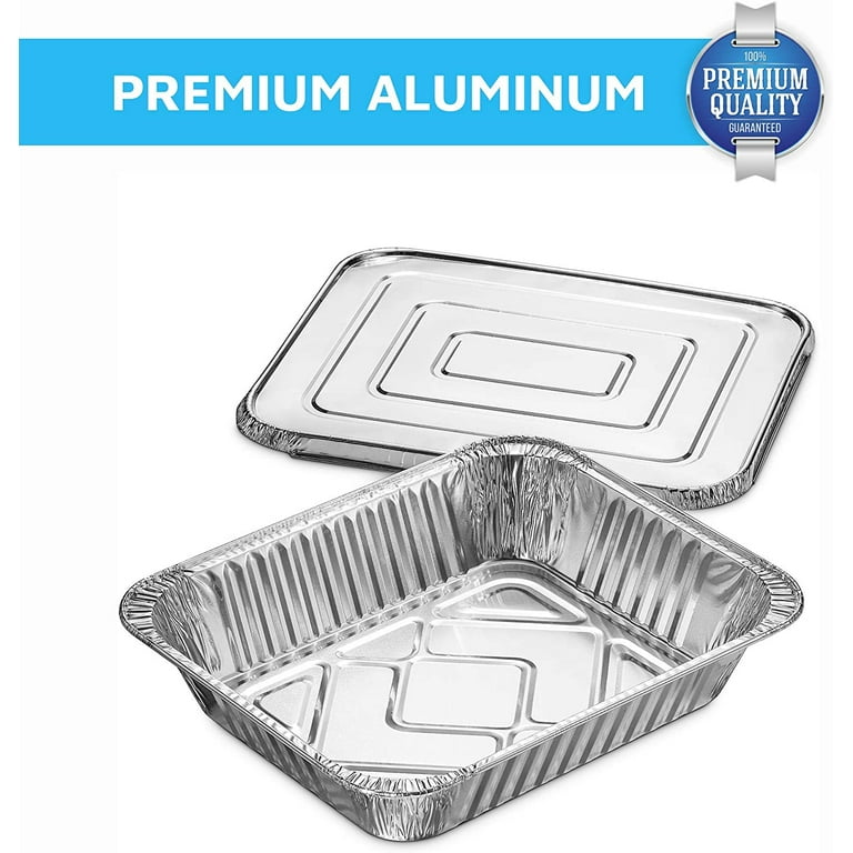 Aluminum Foil Pans with Lids 9x13 (20 Pack) Half Size Disposable