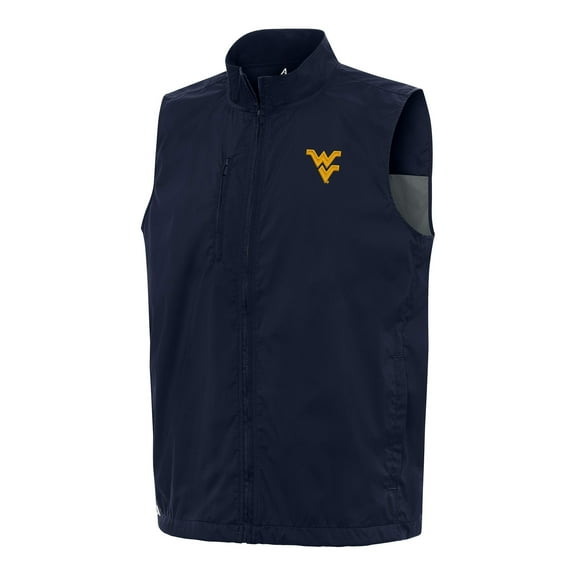 Men's Antigua Navy West Virginia Mountaineers Brisk Full-Zip Vest