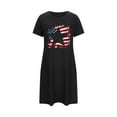 thumbnail image 2 of Womens Gowns Sleepwear Lightweight New 2025 Summer Nightgowns for Women Plus Size Short Sleeve Crewneck Casual Sleepdress 4th of July Loose Fitted Shirt Dress Black L, 2 of 7