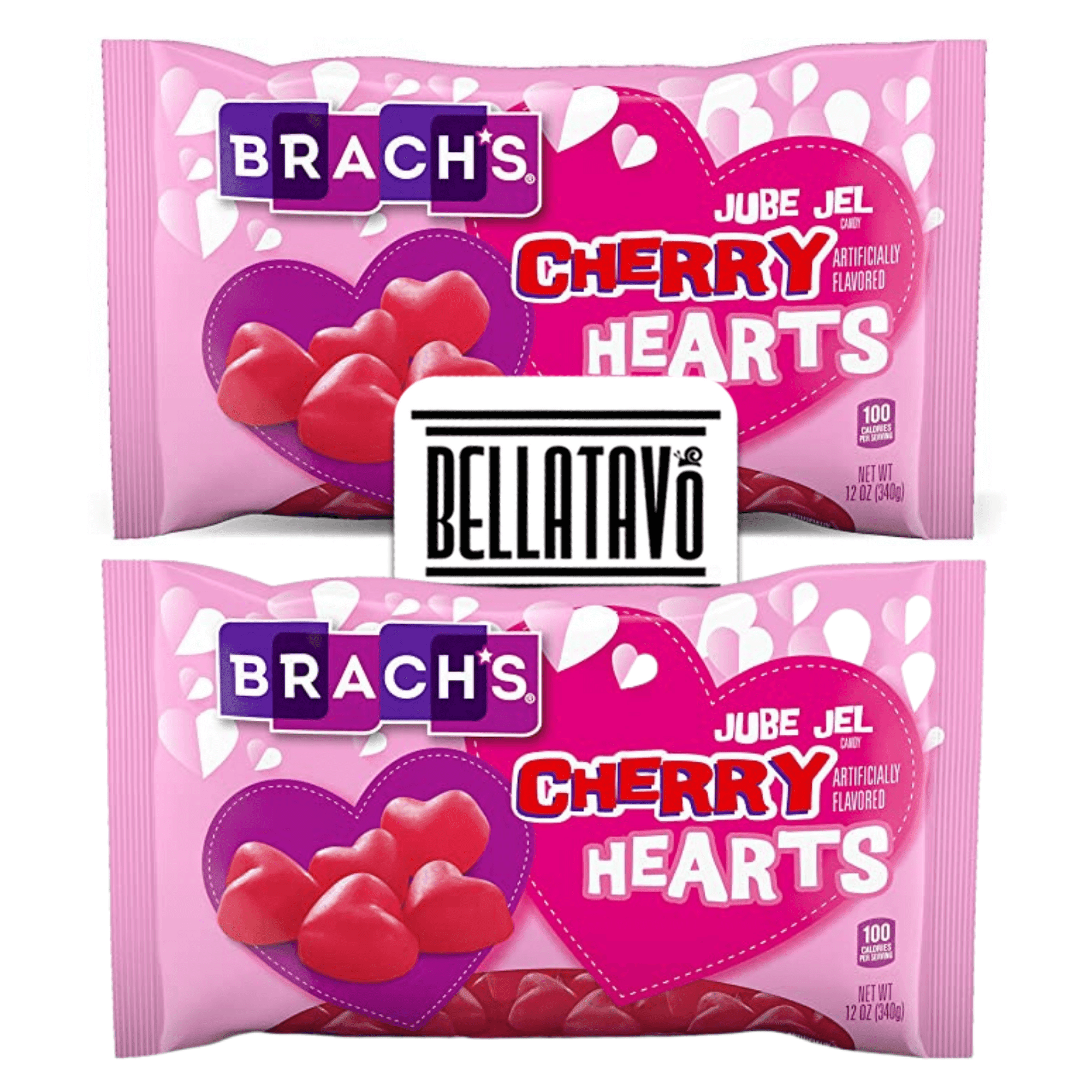 Cherry Hearts Jelly Candy Bundle. Includes Two12 Oz Bags of Jube Jel