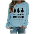thumbnail image 1 of DPTALR Women's Pullover Round-Neck Long Sleeve Printed Blouses Sweatshirt Tops, 1 of 2