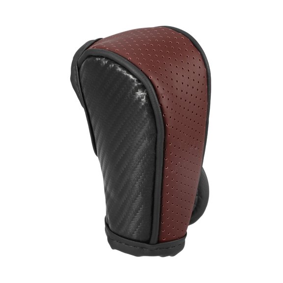 Unique Bargains Universal Shift Knob Cover Automatic Car Knob Gear Protector Carbon Fiber Pattern Breathable Wine Red