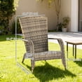 thumbnail image 3 of Outsunny Outdoor Adirondack Chair Rattan Fire Pit Chair with Cushion Grey, 3 of 10