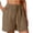 Brown, variant on Costeam Womens Crinkle Linen Blend Casual Shorts Dual Side Square Patch Hand Pockets Adjustable Drawstring Elastic High Waist Loose Relaxed Mid Thigh Lightweight Breathable Summer Short Pants