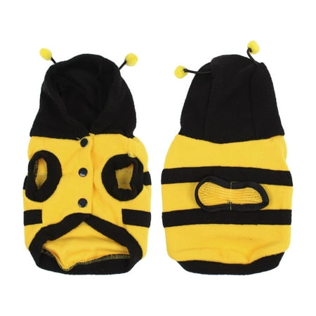 Warm Pet Dog Doggie Bee Design Hat Apparel Clothes Hooded Coat Yellow XS