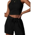 thumbnail image 1 of Diconna Ensemble de Shorts pour Femmes, Débardeur Sans Manches à Col Rond avec Shorts Unis Tenue d'Été pour Quotidien Fête, 1 of 5