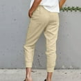 thumbnail image 6 of Womens Casual Elastic Waist Solid Comfy Casual Pants With Pockets Fancy Clothes for Teens Stretchy Business Casual Pants for Women Teacher Work Clothes Crop Pants for Women Casual Summer Womens Pants, 6 of 6