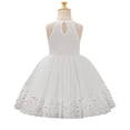 thumbnail image 7 of CYRBOKO Flower Girl Dresses, A-line Sleeveless Princess Wedding Mesh Dresses White Size 5-6 T, 7 of 7