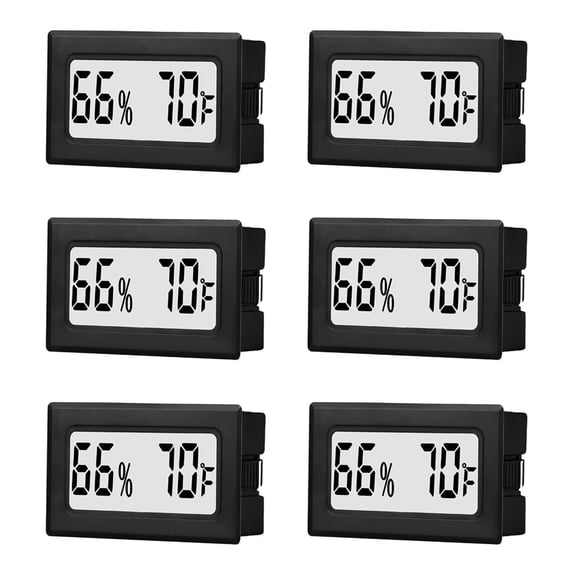 6 Pack Mini Small Digital Hygrometer Thermometer Indoor Temperature and Humidity Meter Gauge with Temp Humidity Sensor Monitor Fahrenheit (℉) for Jars,Home,Room