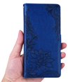 thumbnail image 6 of Dteck Wallet Case Compatible with iPhone 12/12 Pro, PU Leather Case with Three Card Slots Carrying Flip Cover & Stand Holder 360 Full Protection Luxury Embossed Flower Cover for Girls & Women,Darkblue, 6 of 6