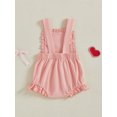 thumbnail image 3 of SUNSIOM Baby Girls Summer Sweet Overalls Infant Sleeveless Lobster Bow Embroidery Ruffle Trim Romper, 3 of 6