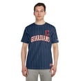 thumbnail image 4 of Men's New Era Navy Cleveland Guardians Throwback Pinstripe T-Shirt, 4 of 5