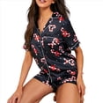 thumbnail image 1 of Pijama Navideño para Mujer con Solapa, Corta, Pantalones Cortos y Estampado de Papá . Estampado de Muleta Negra L, 1 of 7