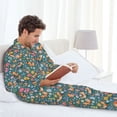 thumbnail image 6 of Salouo Foxes and Birds in Forest Print Button-Front Long Sleeve Pajama Set for Men, Soft 2Pjs Men's Long Sleeve Sleepwear-Large, 6 of 7