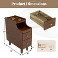 thumbnail image 3 of Gymax 2PCS Solid Wood End Table w/Pull-out Tray & 2 Storage Drawers Cable Management, 3 of 10