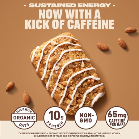 CLIF BAR CAFFEINATED ENERGY PROTEIN BARS, VANILLA ALMOND, 5 PACK