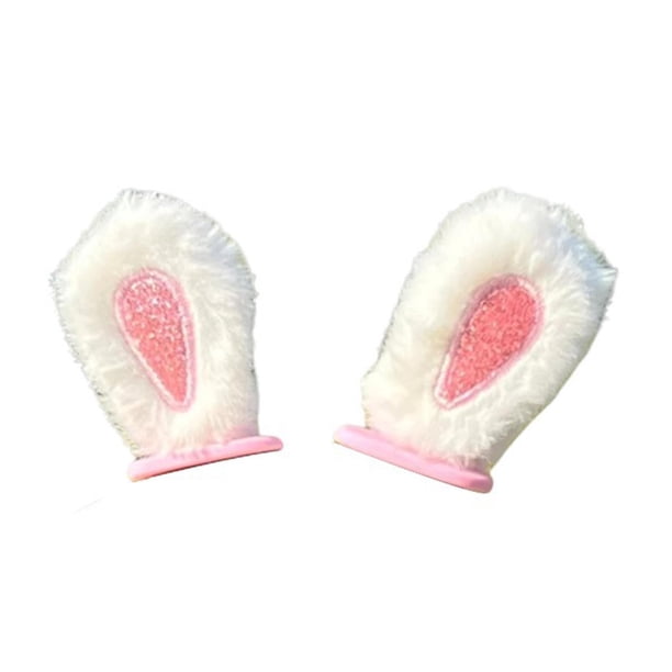 2 piezas de accesorios de diseño creativo multiusos, orejas de peluche fáciles de instalar Orejas de conejo blanco