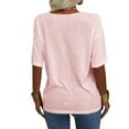 thumbnail image 3 of Women's Summer V-neck Solid Color Half Sleeve Match Simple Casual T-shirt Tops, 3 of 5