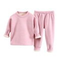 thumbnail image 2 of LvhaoGJOB Little Kids Boys Sweatshirt and Pants Outfit Set, Pink - sherpa fleece cuffs, cream sherpa lining, 2 of 7