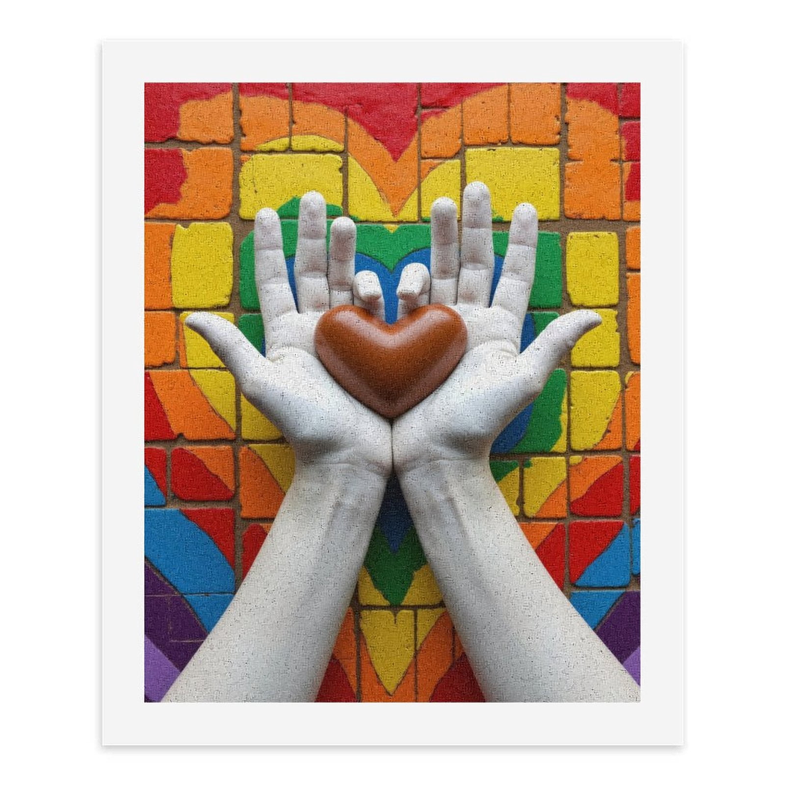 Paint by Numbers Kit for Adults, Colorful Hands Heart Mosaic Artwork Paint by Numbers, Easy Paint by Numbers Kit for Adults Beginner, DIY Adult Paint by Number Kits on Canvas, Home Decor 12x16in