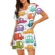 thumbnail image 1 of Fotbe Doodle Cars Bata de Dormir para Mujer con Estampado, Camisón de Algodón de Manga Corta, Ropa de Dormir Casual, 1 of 6