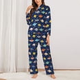 thumbnail image 2 of Balery Planets And Stars Conjunto de Pijama con Estampado para Mujer, Conjunto de Dos Piezas con Manga Larga, Ropa de Dormir Suave con Bolsillos, Pijamas Cómodos-X-Large, 2 of 7