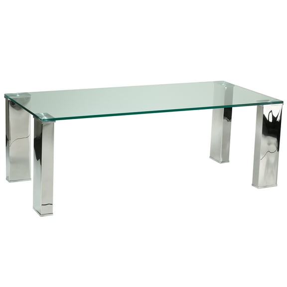 Cortesi Home  Isaak Contemporary Glass Coffee Table with Chrome Finish