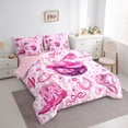 thumbnail image 2 of jejeloiu Pink Disco Cowgirl 7-Piece Twin Bedding Sets Kids,Girly Western Pattern Bedding Comforter Set,Reversible, 2 of 7