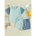 thumbnail image 3 of Bslissey Toddler Baby Boys Girls Summer Shorts Sets Contrast Color Short Sleeve T-shirt + Elastic Waist Shorts 2Pcs Outfits Infant Casual Daily Clothes 6M 12M 18M 24M 3T, 3 of 9