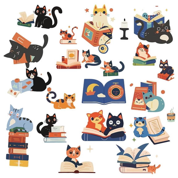 8 Sheets 8 Styles Hawaii Theme PVC Waterproof Wall Stickers Self-Adhesive Decals for Window or Stairway Home Decoration Rectangle Cat Shape Plastic