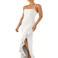 thumbnail image 4 of Femmes Été Longue Skinny Robe Fronde Couleur Unie Irrégulière Fendue Robe d'Ourlet, 4 of 7