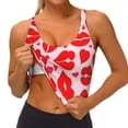 thumbnail image 3 of Fotbe Lips Kiss Sujetador Deportivo Largo sin Aros para Mujer con Almohadillas y Soporte Medio, Transpirable y Absorbente, Camiseta Tipo Chaleco o Tank Top-XX-Large, 3 of 8