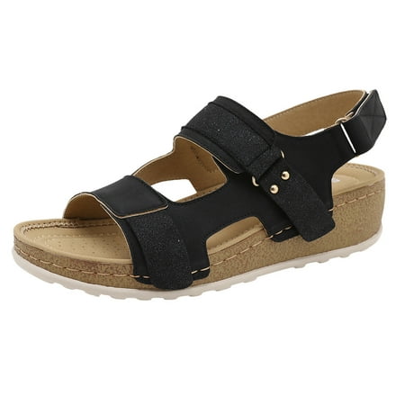

Womens Sandals Women S Sandals Shoes Wedges Fashion Buckle Strap Sandals Summer Shoes for Women Women S Sandals Pu Black 40