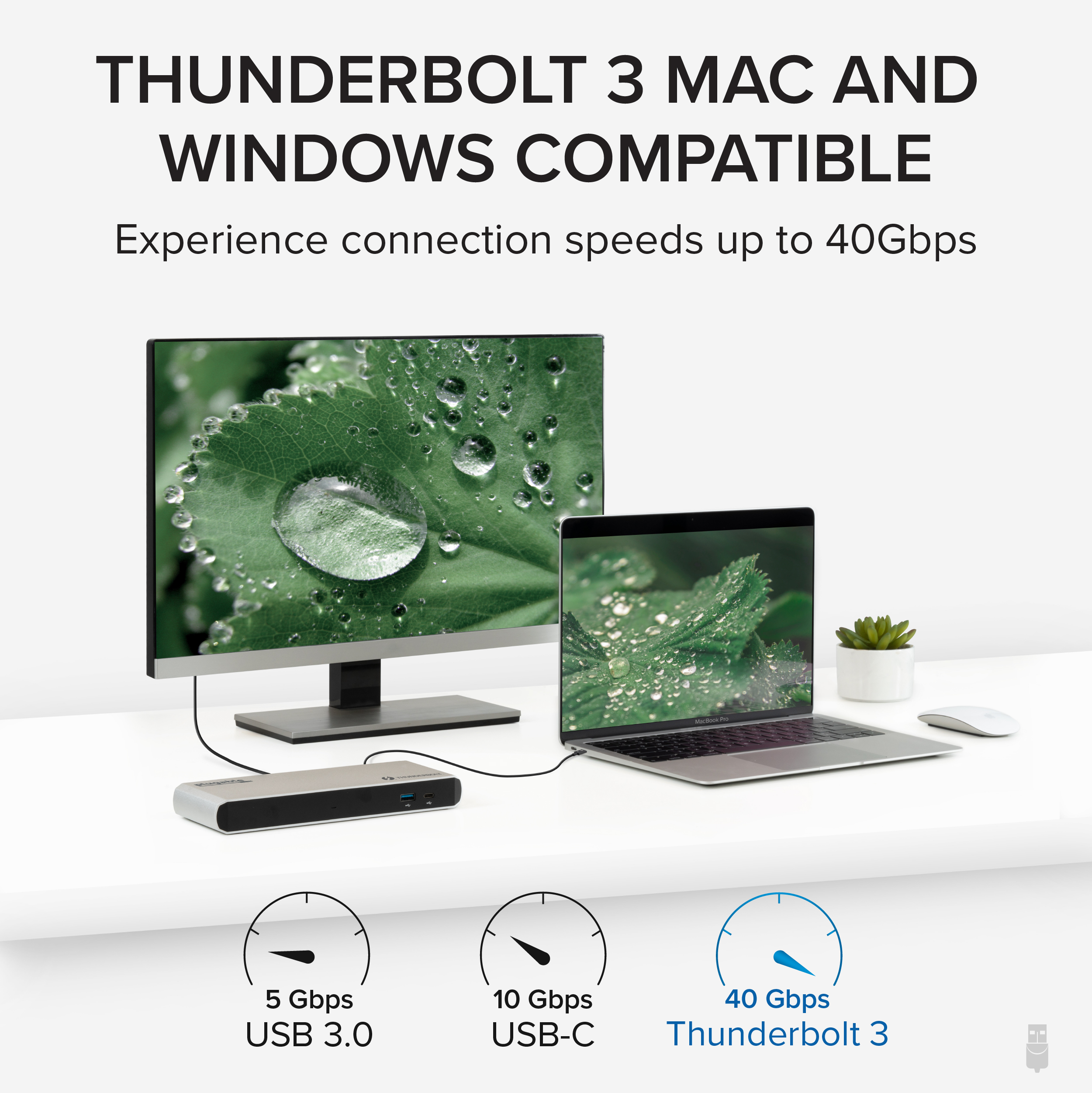 Plugable Thunderbolt 3 Dock Compatible with MacBook Pro and Thunderbolt 3 PCs (4K DisplayPort or HDMI, 1Gb Ethernet, Audio, 3 USB Ports, 85W Charging) - image 5 of 8