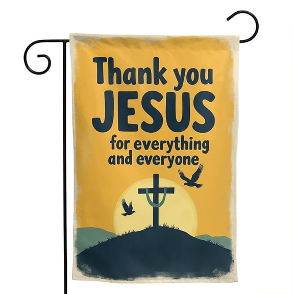 Thank You Jesus Christian Polyester Garden Flag 12.5x18 Inch - Double-Sided Holiday Outdoor Patio & Lawn Decor
