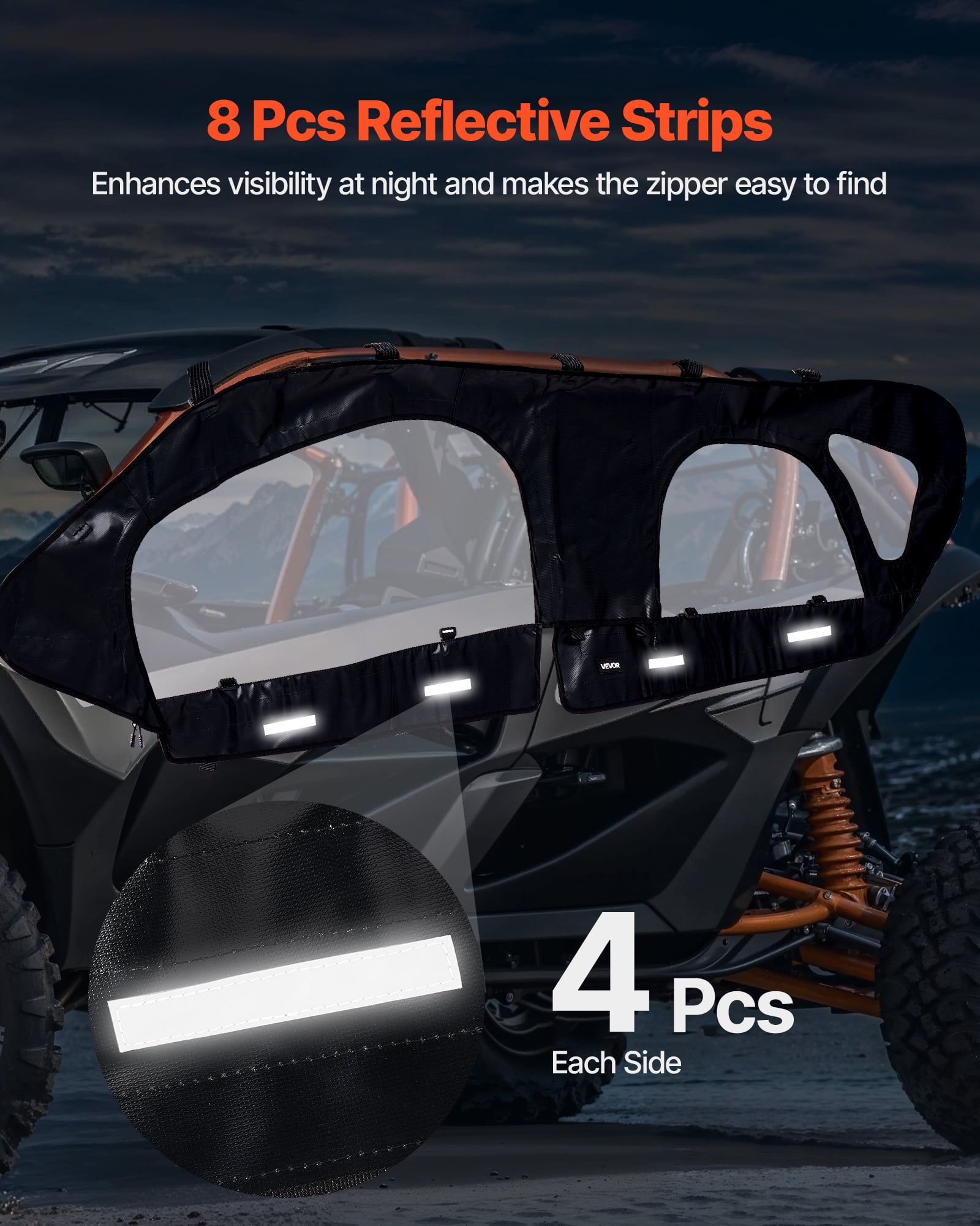 VEVOR Cab Enclosure Upper Doors, Compatible with Can-Am Maverick X3 MAX 4-Seater 2017-2024, Soft Upper Doors, Windproof Upgraded Zipper UTV Soft Side Window Kit