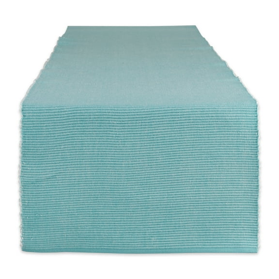 Aqua & White 2-Tone Ribbed Table Runner 13x108"