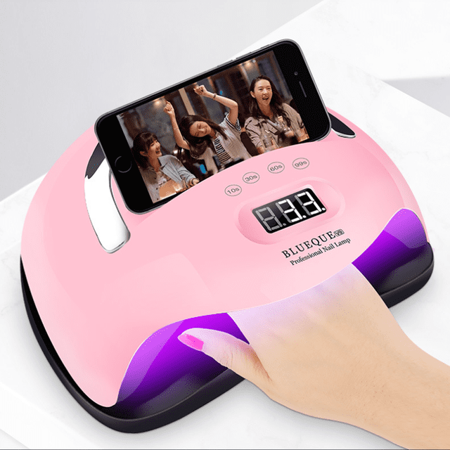 Lámpara UV para uñas, secador de uñas LED UV de 168 W, con 4 temporizadores (10/30/60/99 segundos), lámpara UV portátil para uñas de gel, para esmalte semipermanente, esmalte en gel (sin teléfono, ros